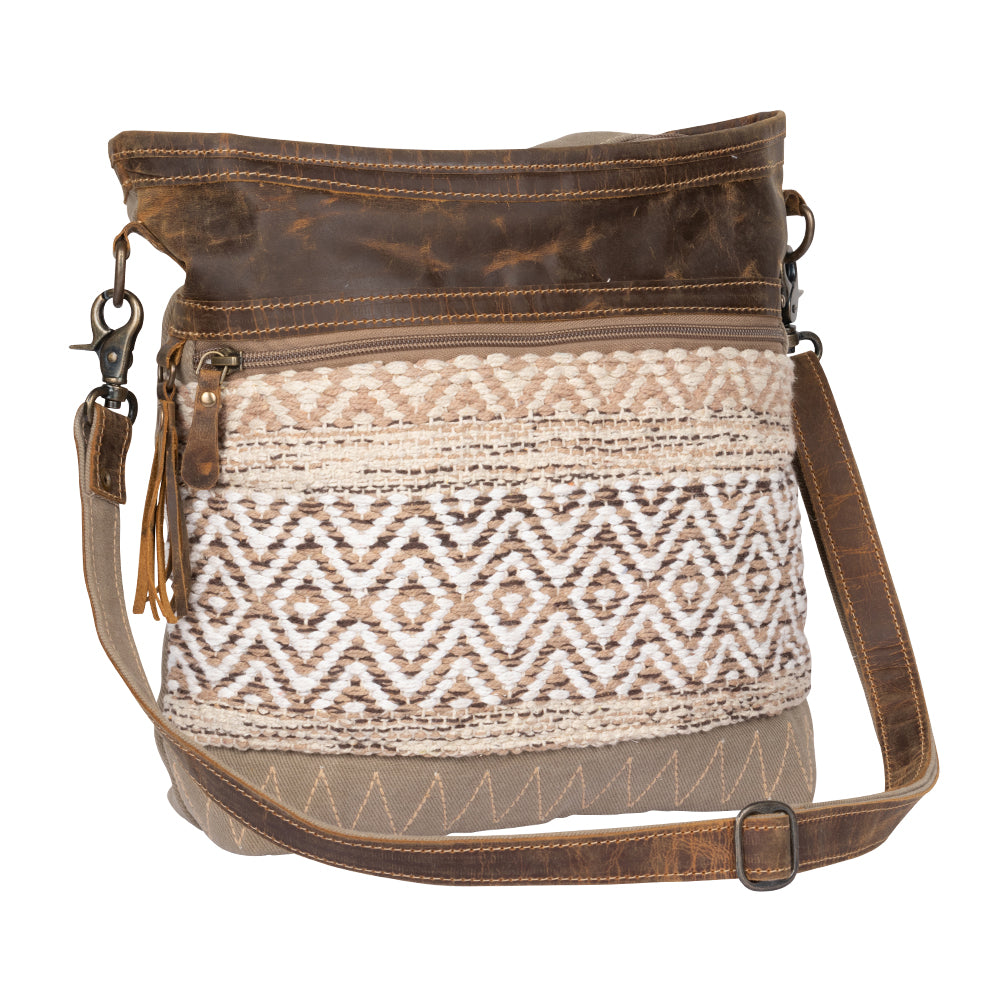 Myra Blending Taste Aztec Print Shoulder Bag for Women â€“ Brown Suede Leather, Adjustable Strap, Rustic Daily Carry