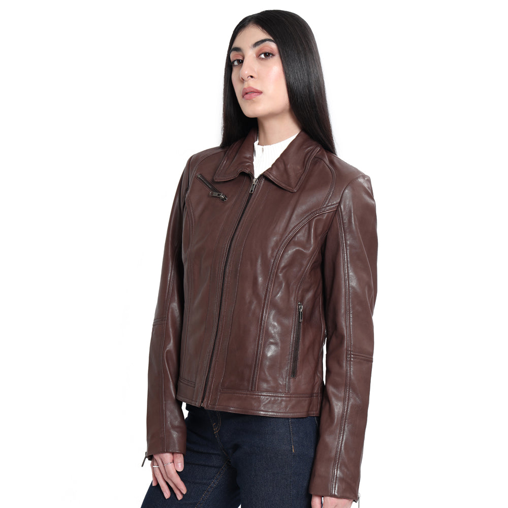 Winged Frills Leather Jacket