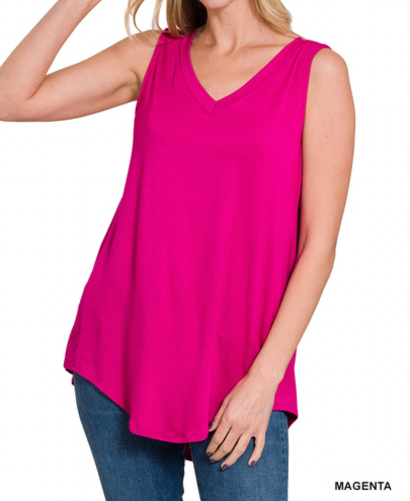 Magenta - V-Neck Tank Top