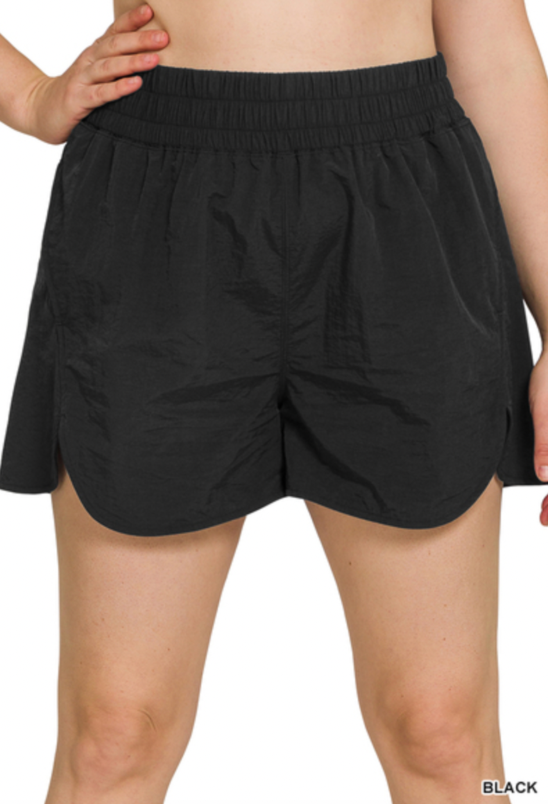 Black - Small-3X Wendy Windbreaker Shorts // Black