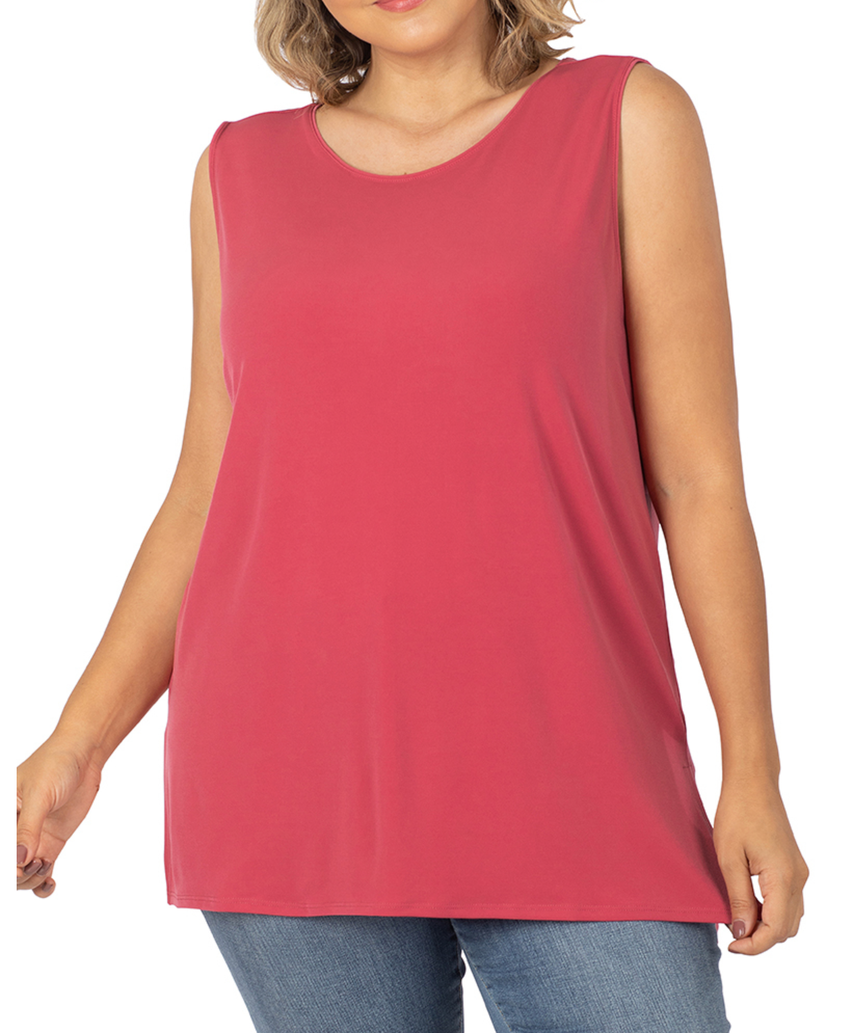 Rose - Plus Size - Sleeveless Side Slit Top