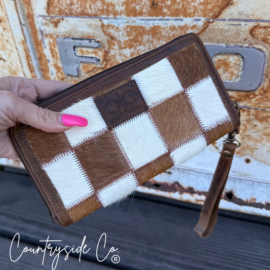 Stockdale Checkered Cowhide Wallet