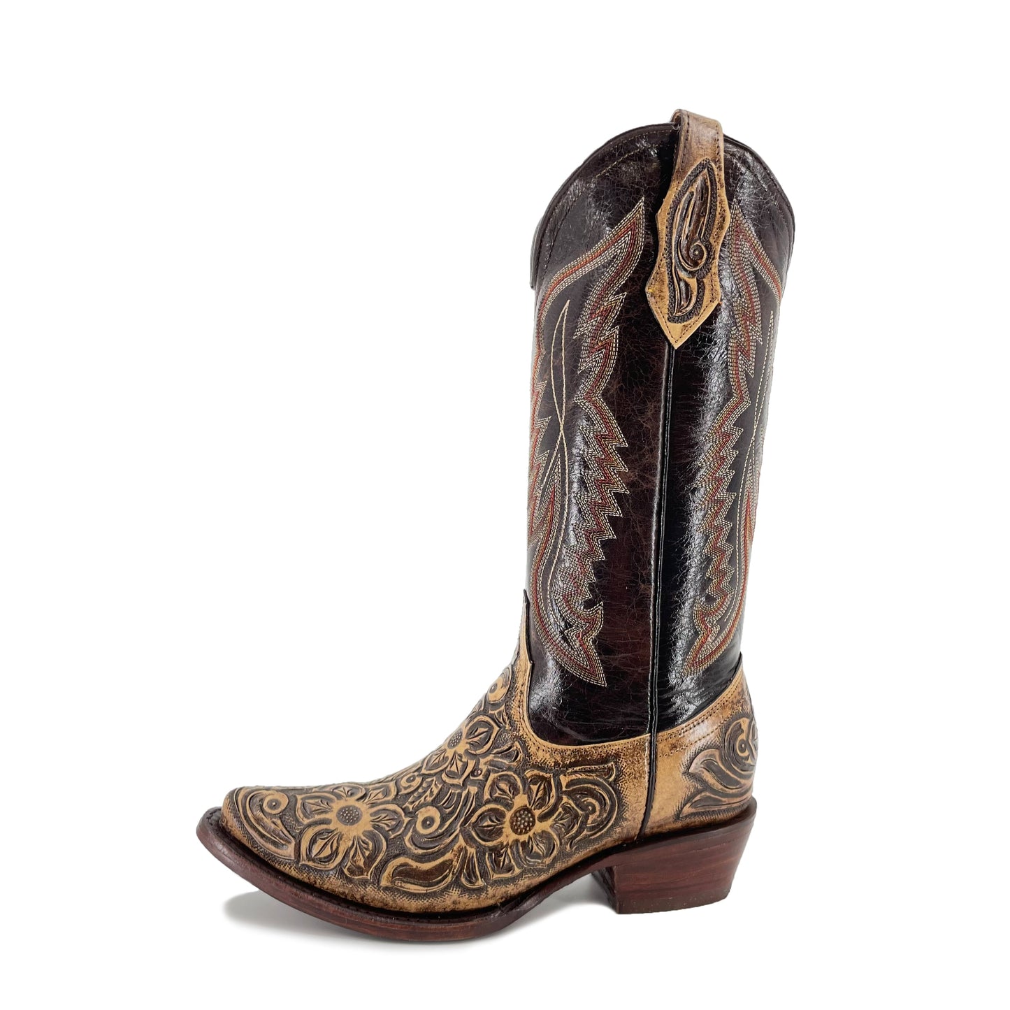 Women's Texan Handtooled Boots - Floral Rustic