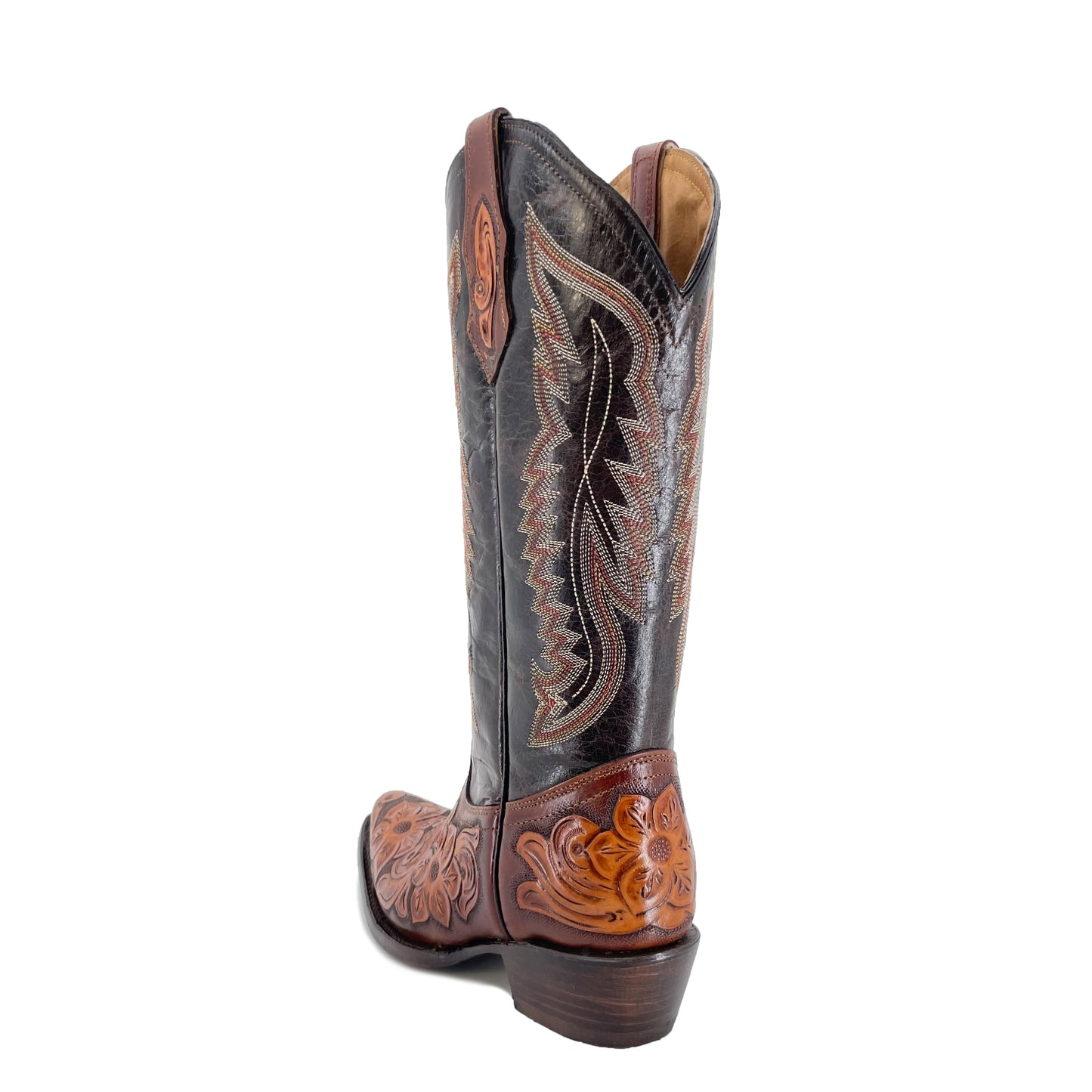 Women's Texan Handtooled Boots - Floral Bitone