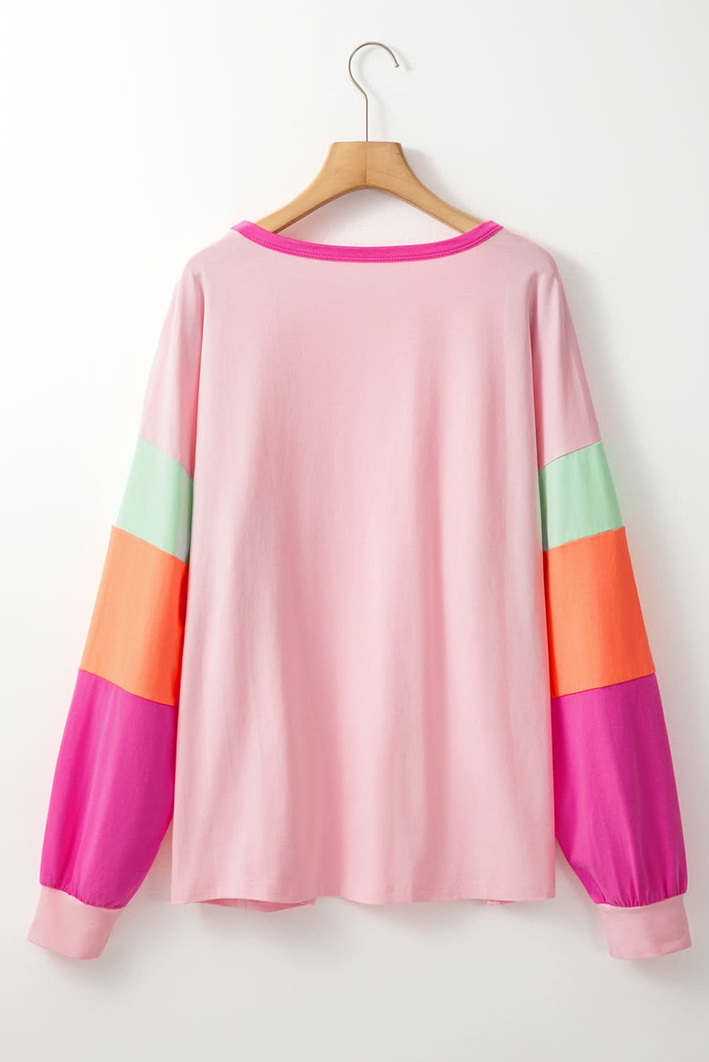 Trendy pink plus size long sleeve top