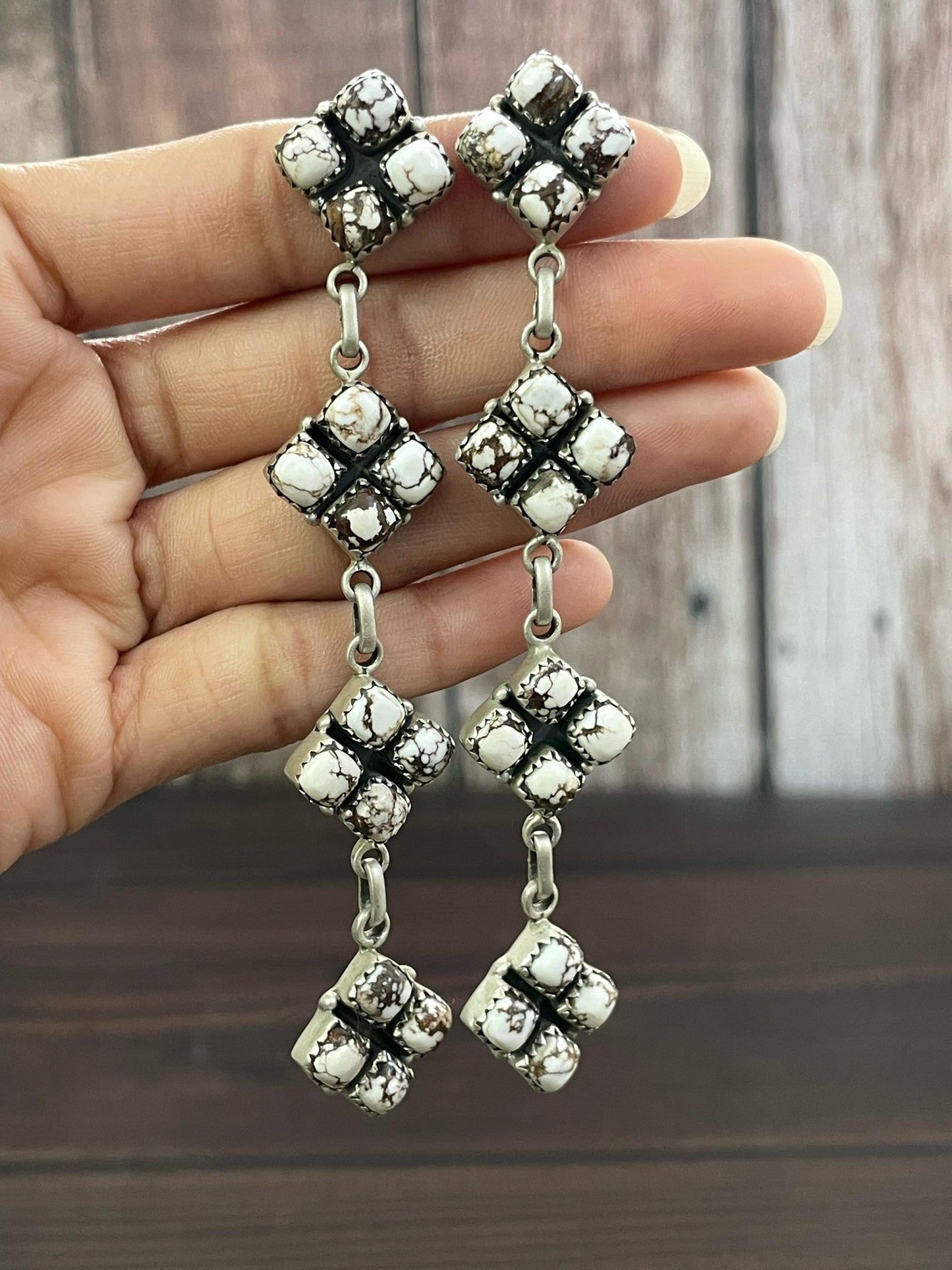 Handmade Sterling Silver Post Earring, Options-BLACK ONYX,  ROSE DAHLIA, Turquoise, WILD HORSE, ORANGE MOJAVE,  COTTON CANDY, Signed Nizhoni