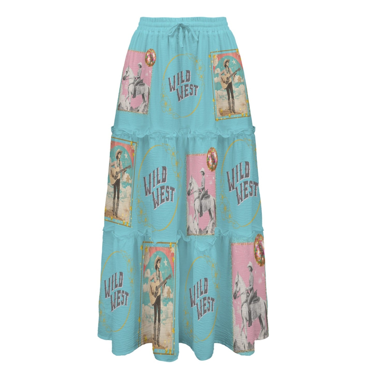 Baha Ranch Retro Pop Western Prairie Maxi Skirt