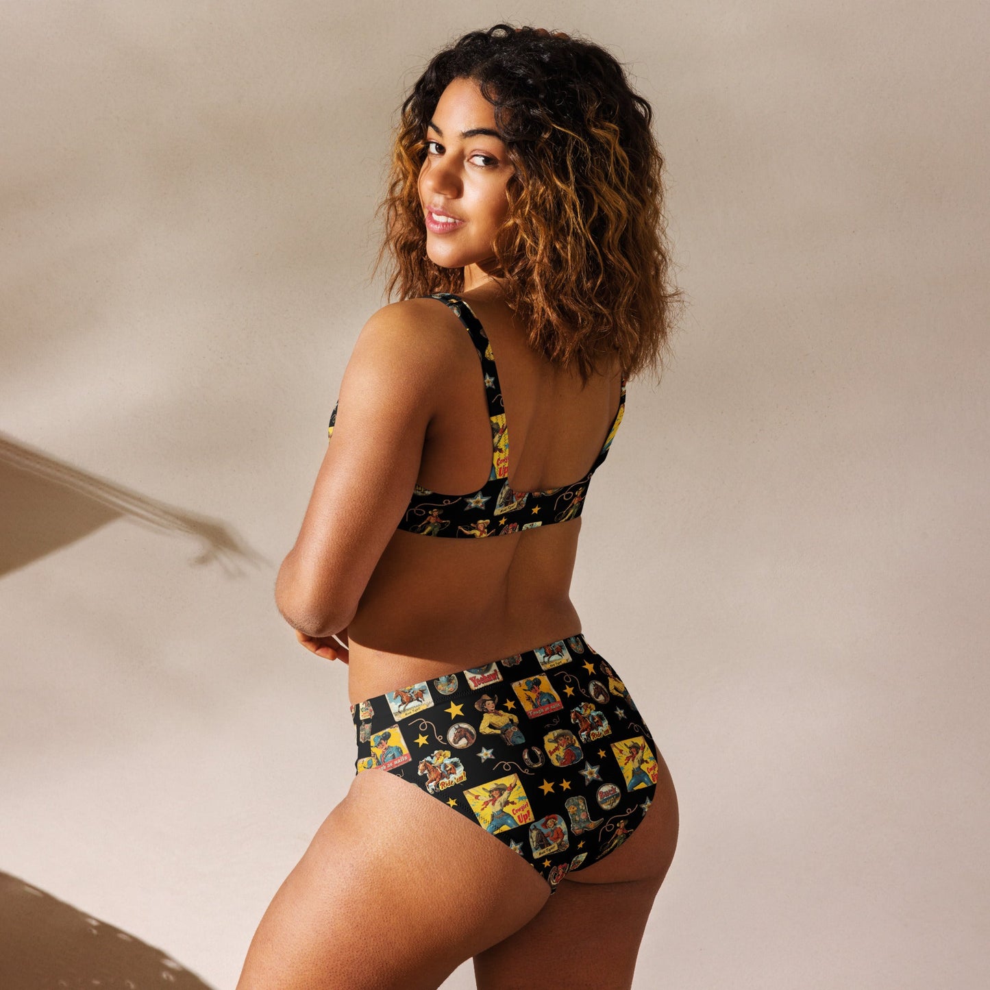 Yeehaw Vintage Cowgirl Collage Bikini