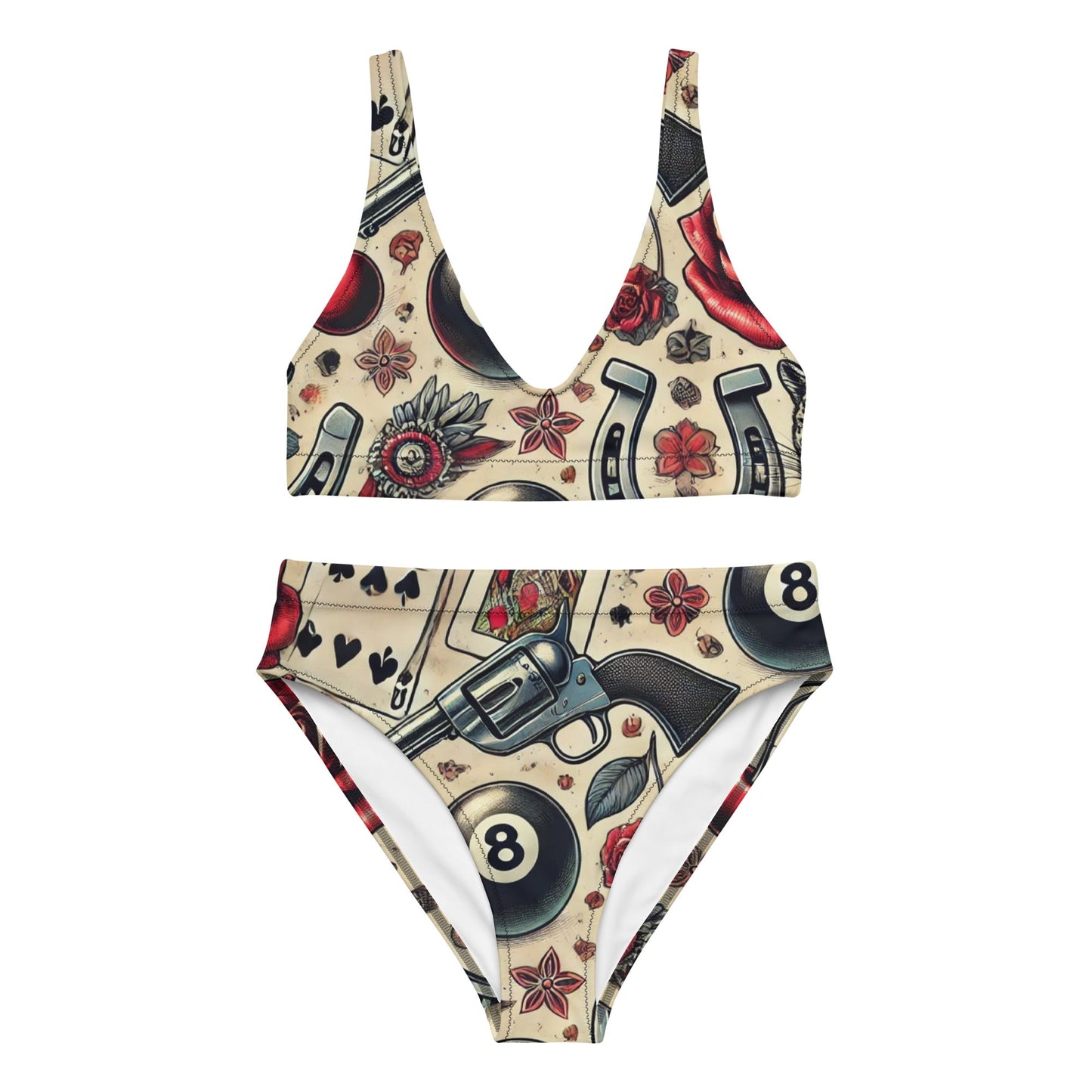 Guns Up High Waist Bikini