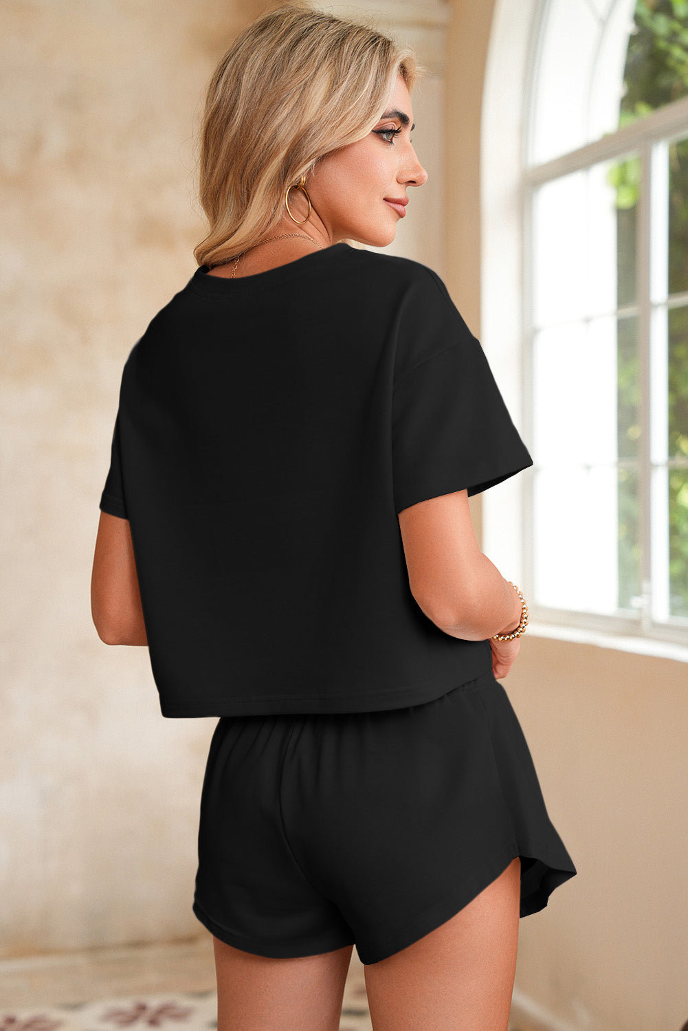 Luxury Cropped Tee and Ruffle High Waist Skort Set