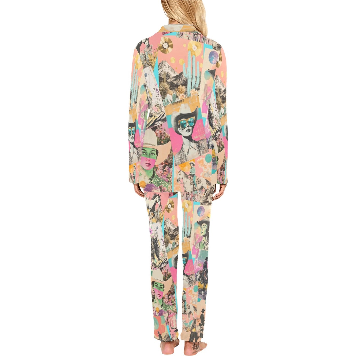 Baha Ranch Retro Pop Western Collage Pajama Set