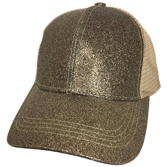Smoky Topaz glitter high pony baseball cap