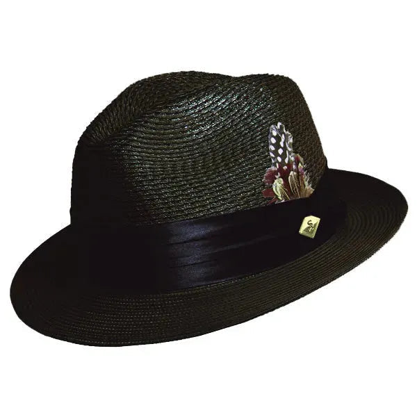 Stacy Adams Dublin- Milan Straw Fedora Hat