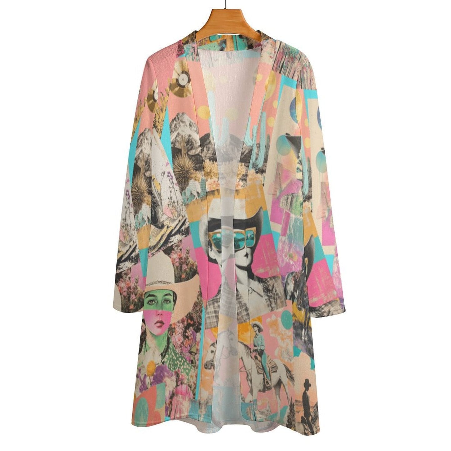 Baha Ranch Retro Pop Western Collage Lightweight Cardigan