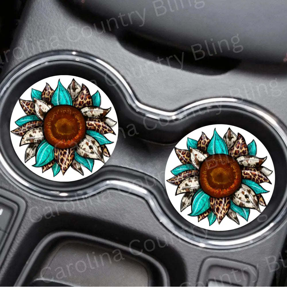 Country Sunflower - Car Coasters