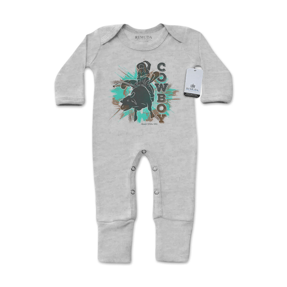 Cowboy Rodeo Bull Rider - Infant One-Piece Footed Pajamas W/Mittens