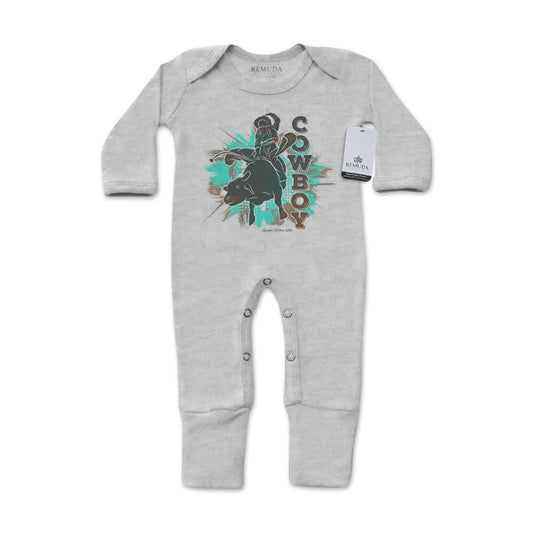 Cowboy Rodeo Bull Rider - Infant One-Piece Footed Pajamas W/Mittens