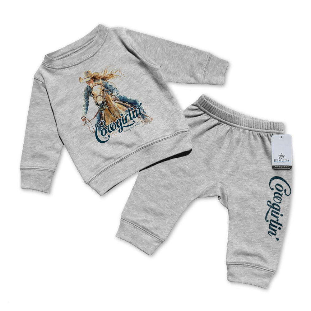 Cowgirlin' - Infant Girls Western 2 Piece Sweatsuit
