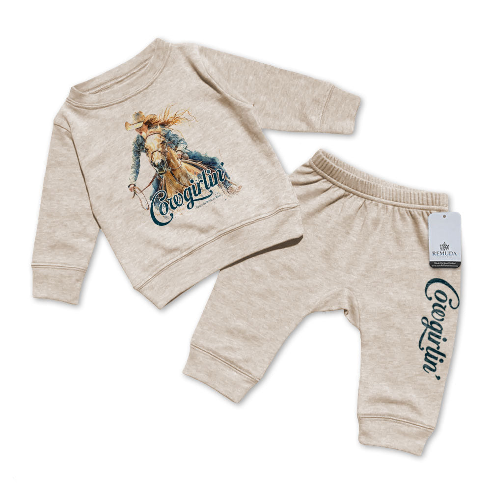 Cowgirlin' - Infant Girls Western 2 Piece Sweatsuit