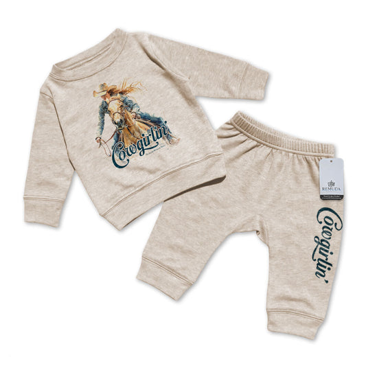 Cowgirlin' - Infant Girls Western 2 Piece Sweatsuit