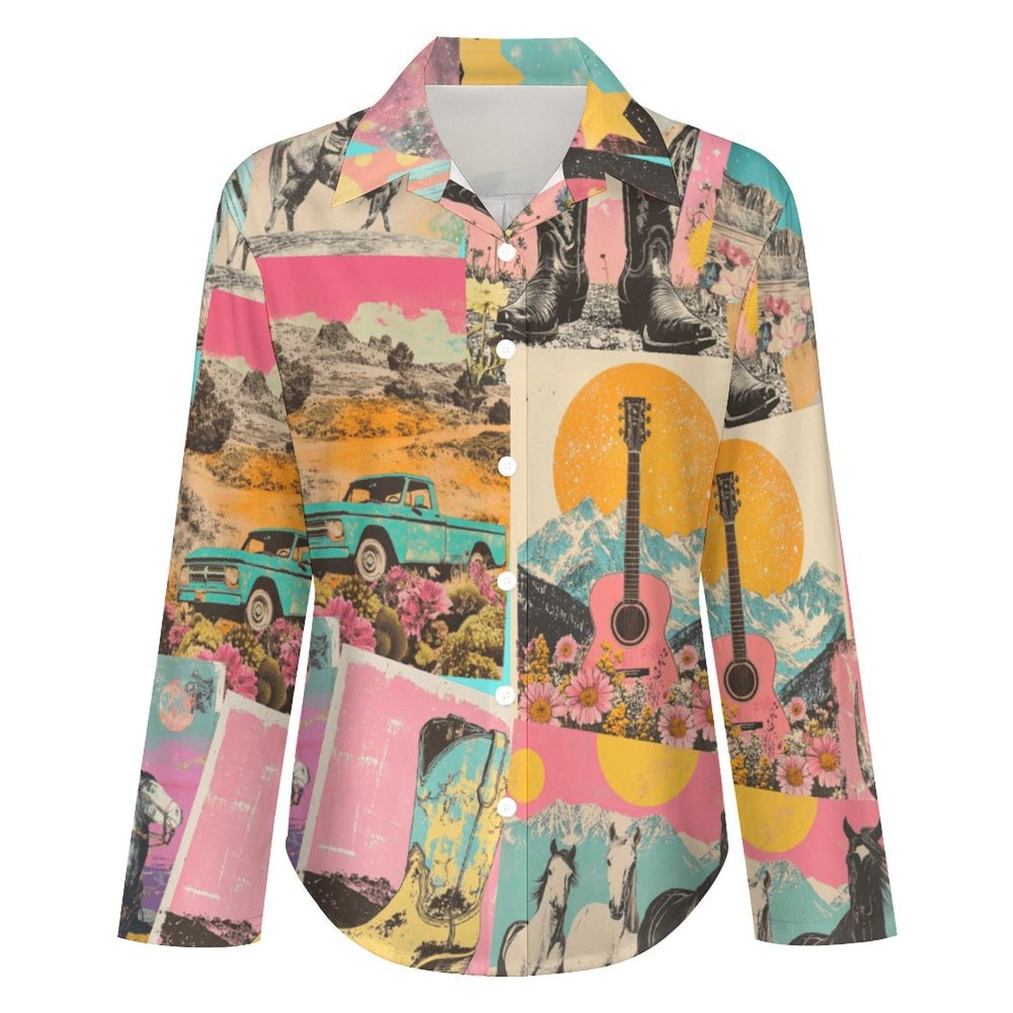 Baha Ranch Dreamgirl Retro Pop Western Vintage Button Up Shirt