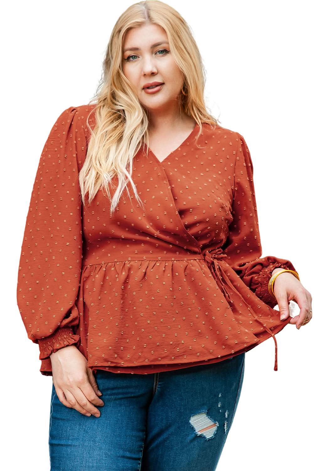 Gold Flame Plus Size Wrap Blouse