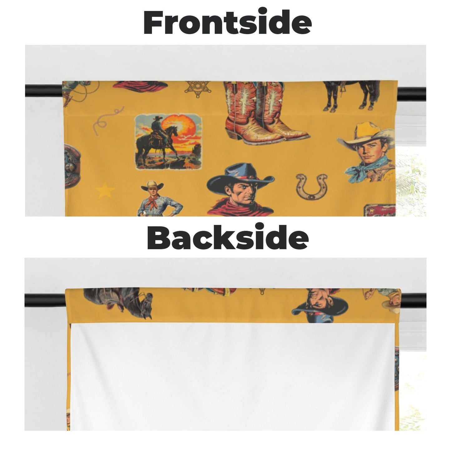 Vintage Cowboy Collage Western Curtains 28" x 40" Made in America