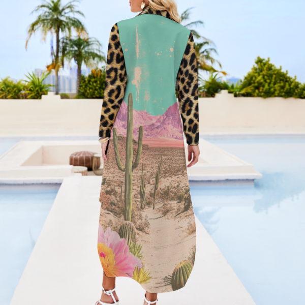 Baha Ranch Retro Pop Western Leopard Desert Shirt Dress Duster