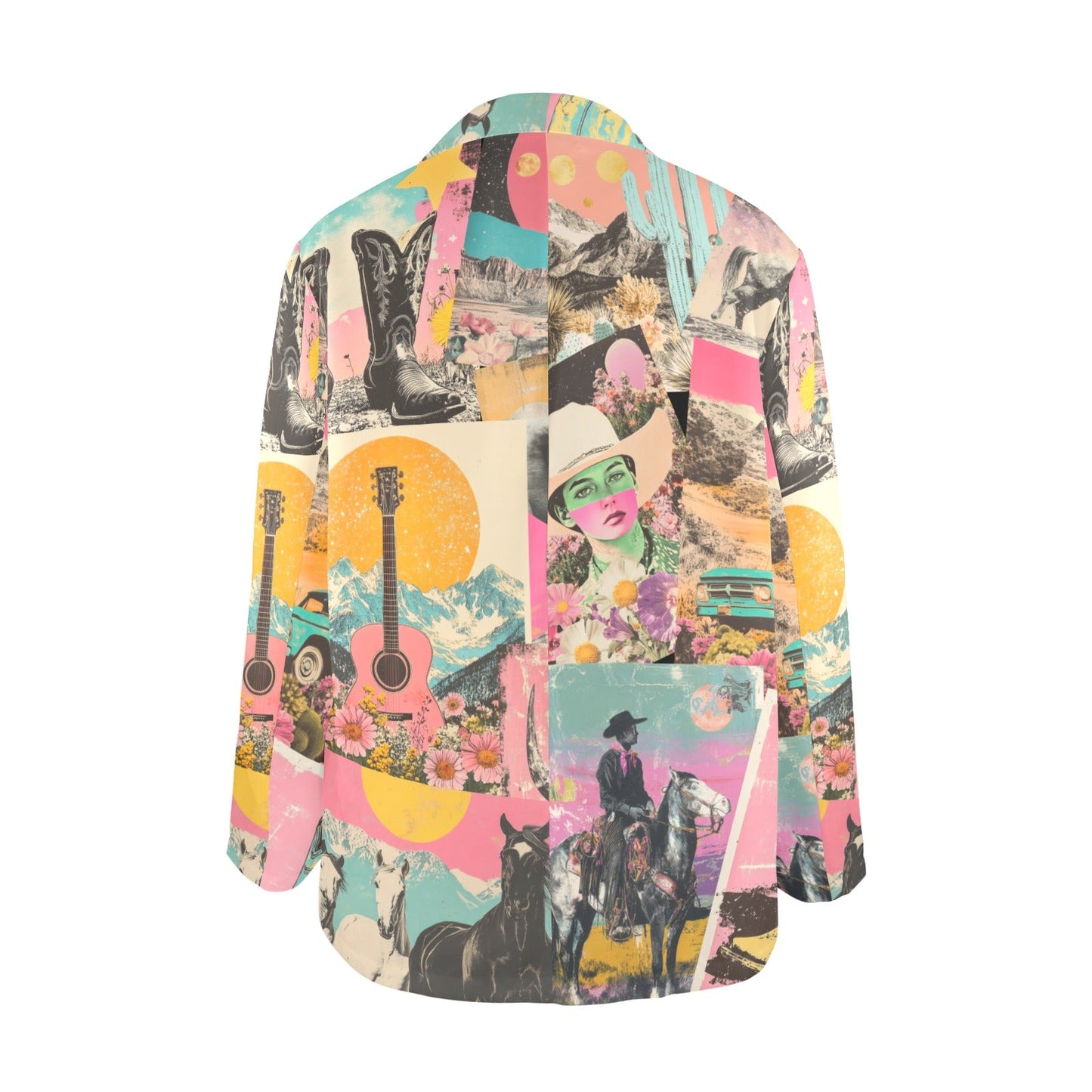 Baha Ranch Retro Pop Western Collage Blazer