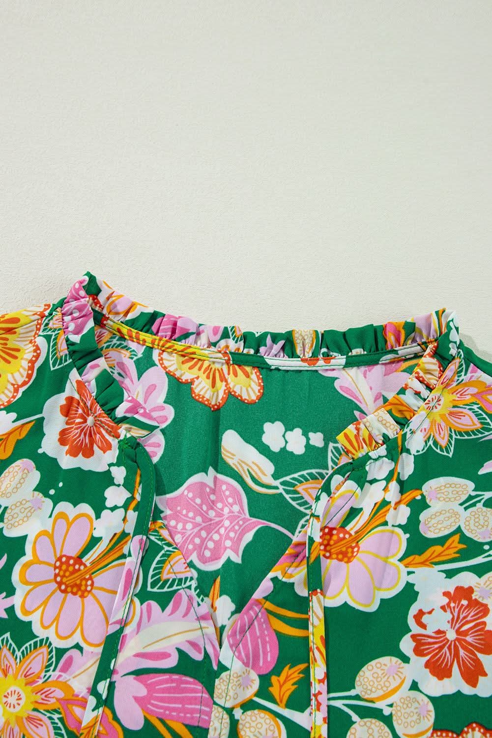 Green floral plus size babydoll top