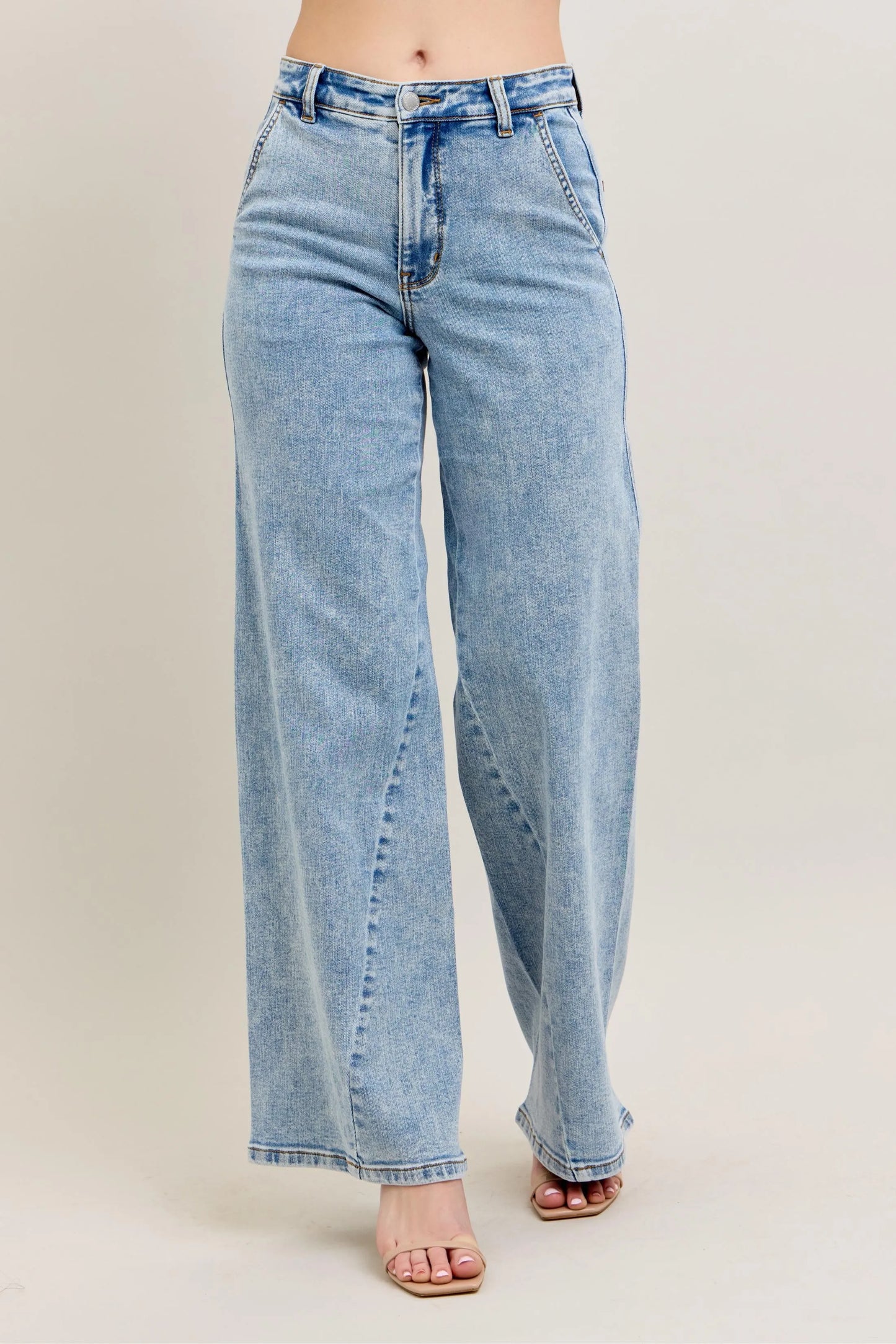 Judy Blue Plus Size High Waist Wide Leg Jeans with Skewed Inseam