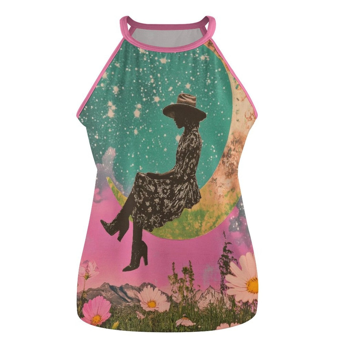 Baha Ranch Cowgirl on the Moon Retro Pop Western Tank Top