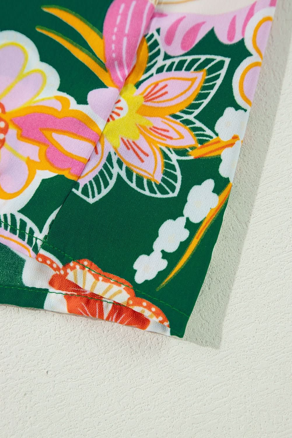 Green floral plus size babydoll top