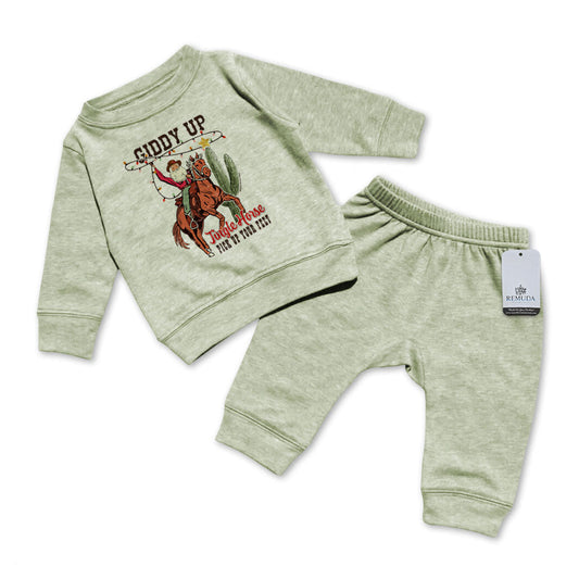 Giddy Up Jingle Horse - Infant Western 2 Piece Christmas Sweatsuit