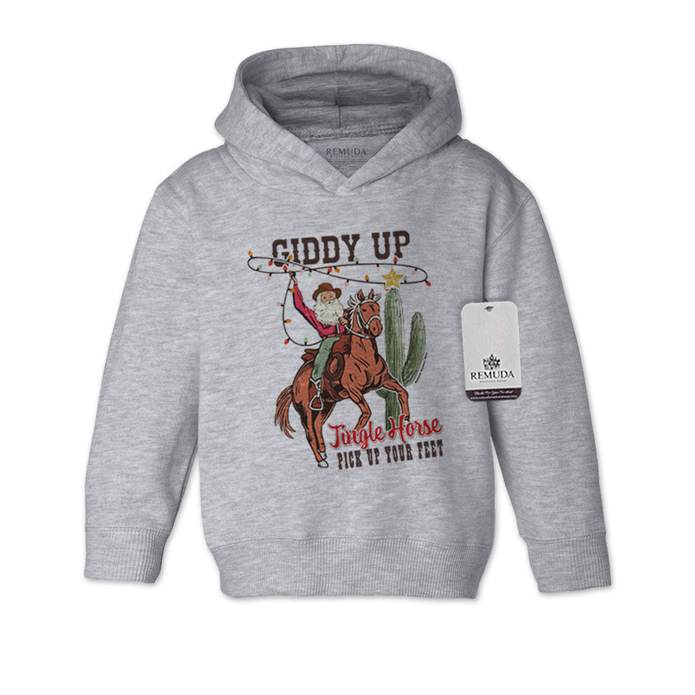 Giddy Up Jingle Horse - Toddler Kids Western Christmas Pullover Hoodie