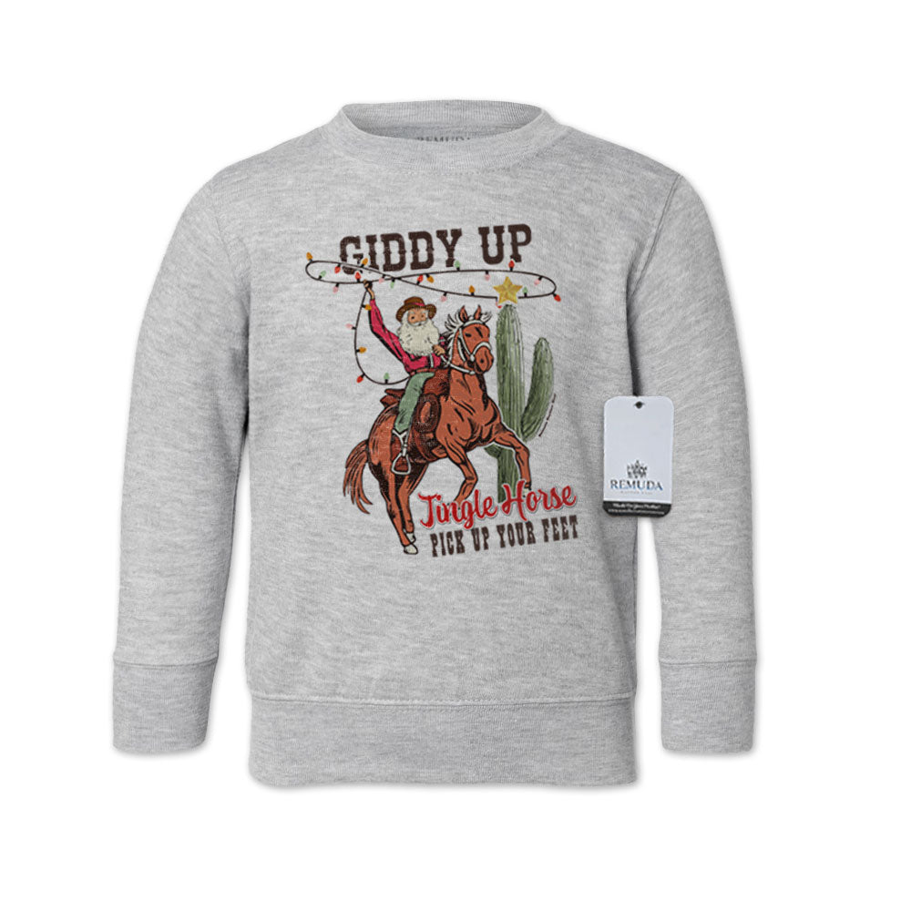 Giddy Up Jingle Horse - Western Toddler Christmas Sweatshirt