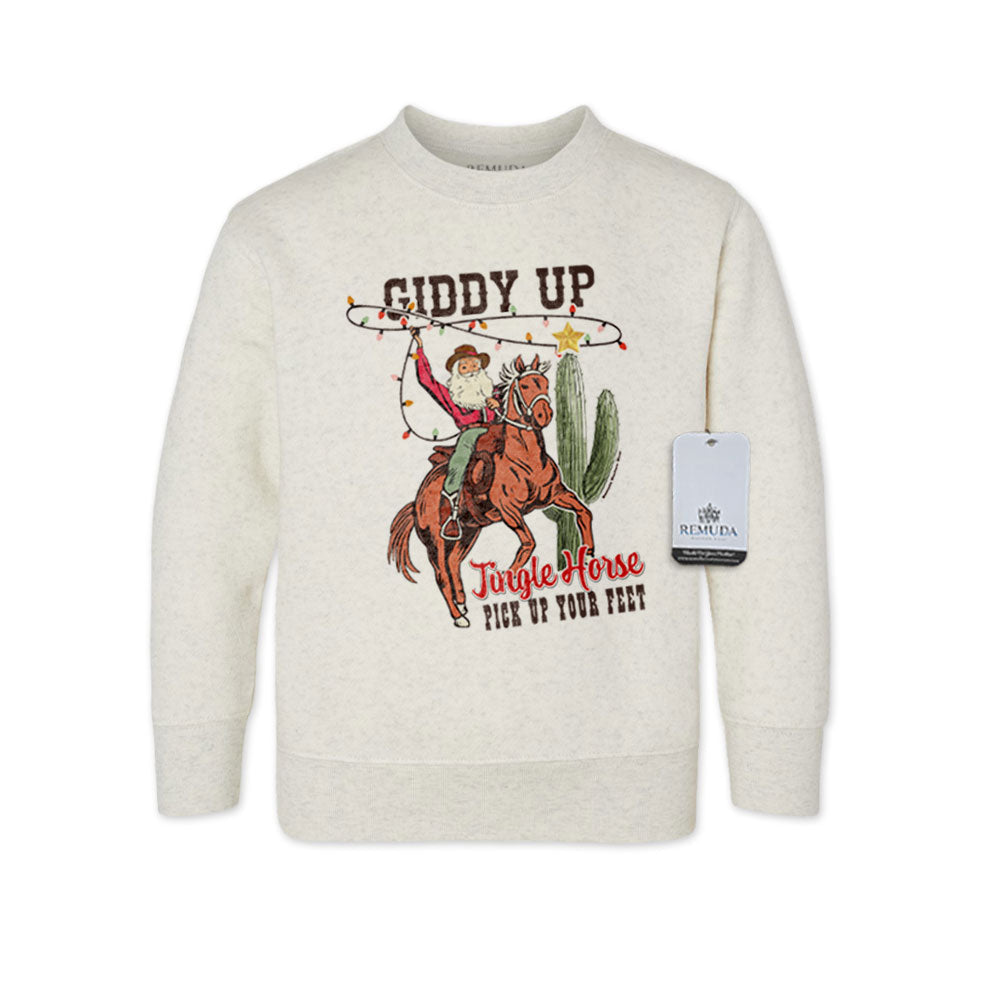 Giddy Up Jingle Horse - Western Toddler Christmas Sweatshirt