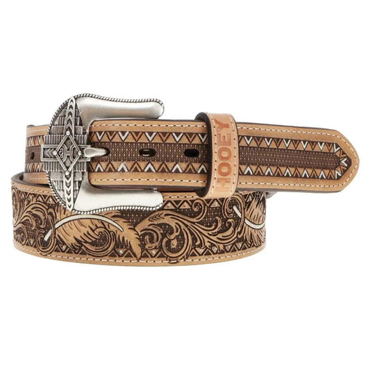 HOOey War Paint (Brown/Ivory) - Mens Leather Belt