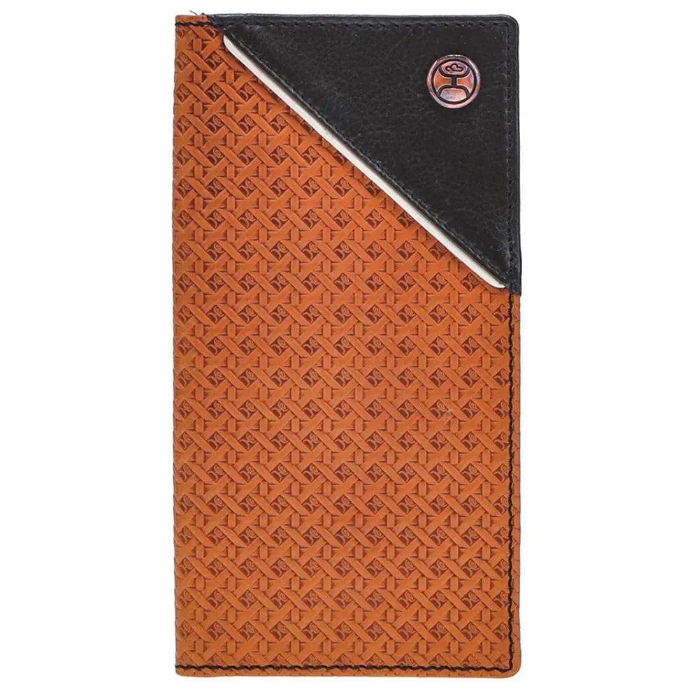 HOOey All Over Hands-Up Basketweave with Black Corner (Tan) - Men's Rodeo Wallet