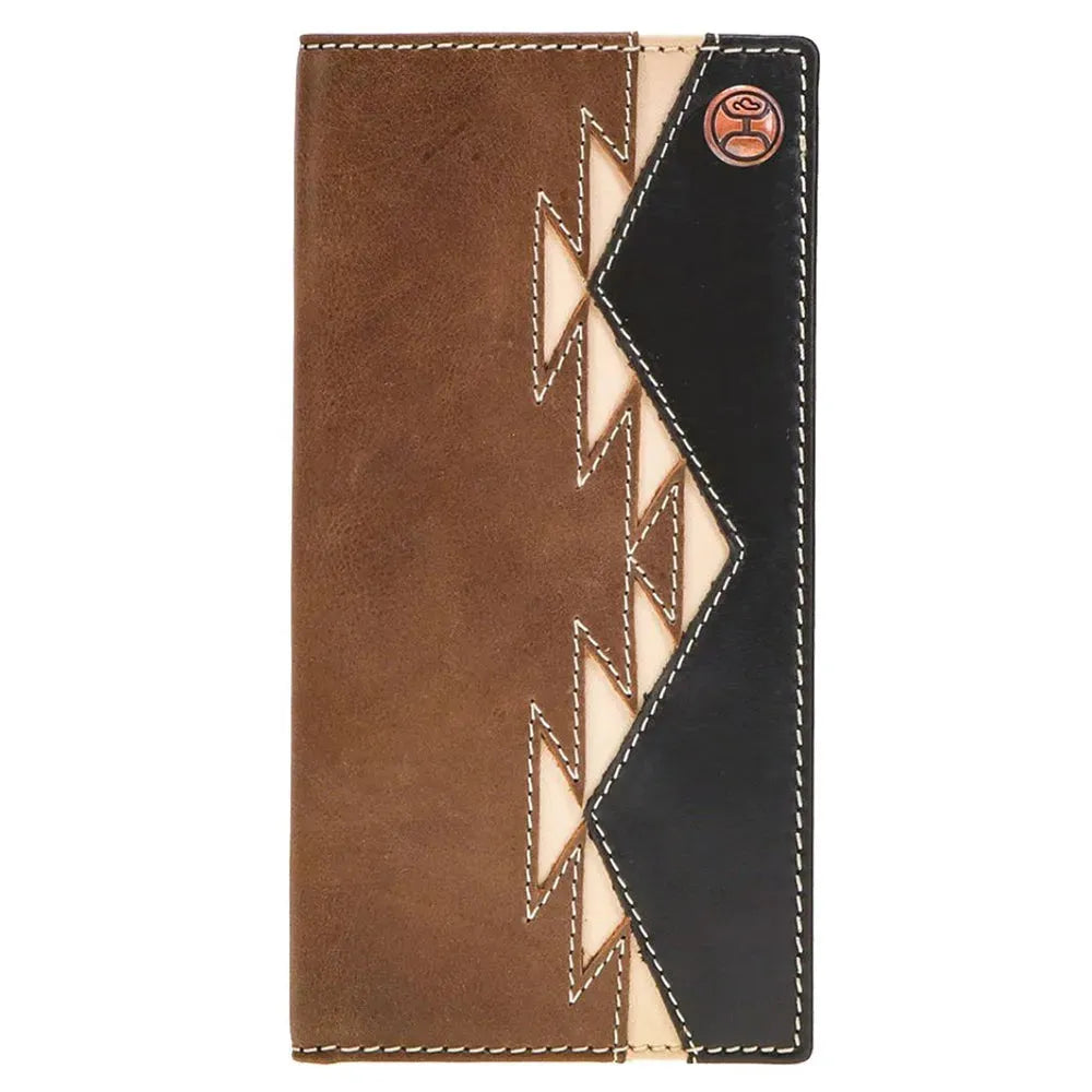 HOOey Aztec Inlay with Logo Rivet (Brown/Black) - Men's Rodeo Wallet