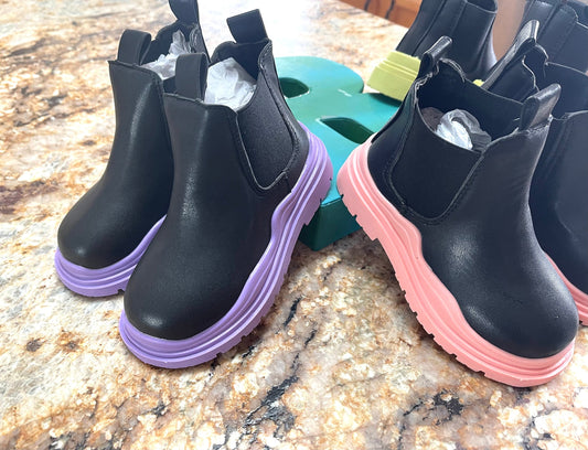 KIDS Waterproof Boots - Chunky Sole Rain & Fall Boots, Back to School Durable Chunky LeatherBoots Clearance