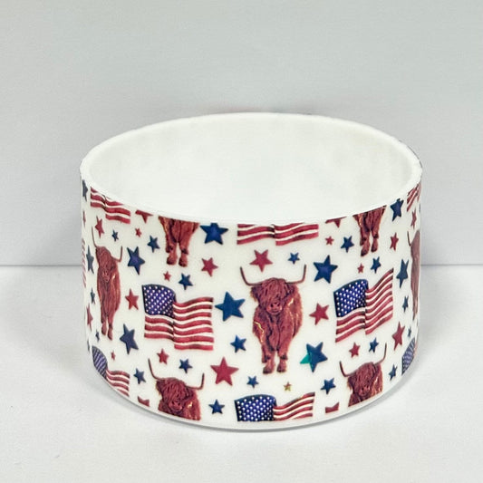 USA Highland Cow silicon boot bumper for tumbler