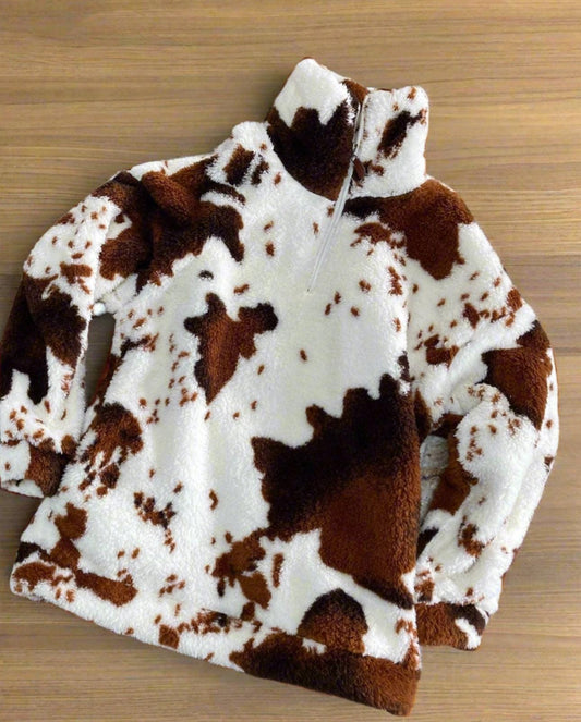 Cowhide Sweatshirt, COW Print Pullover