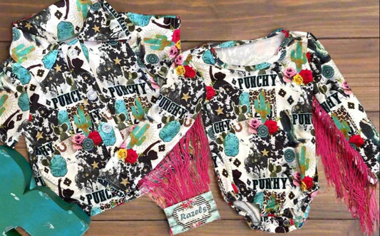 Fringe Leotard, Punchy Cowboy Cowgirl Shirt