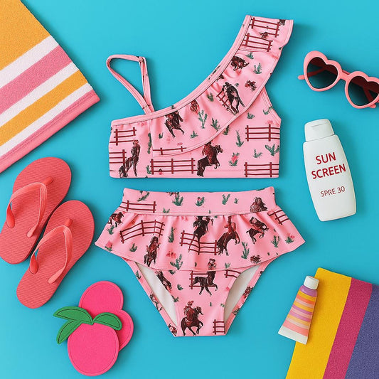 RETRO COWGIRL Swimsuit, PINK Cowgirl Swimsuit