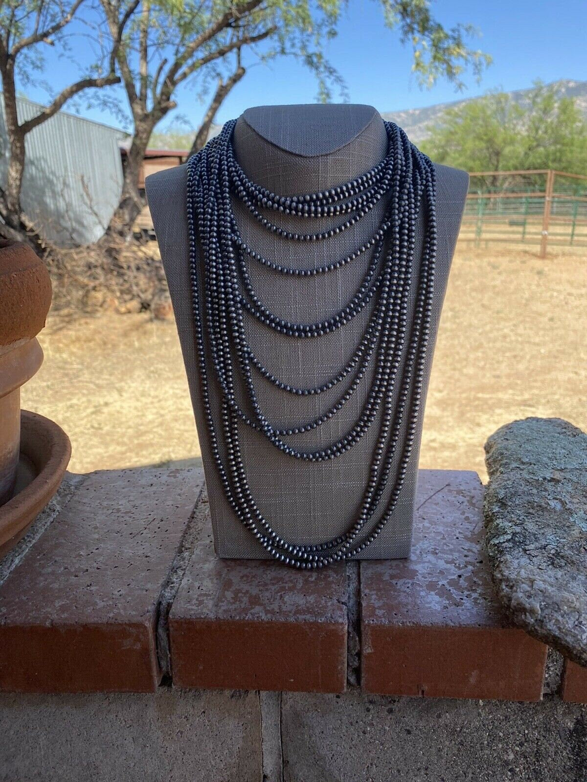 Handcrafted 4mm Sterling Silver Pearl Style Beaded Necklace
