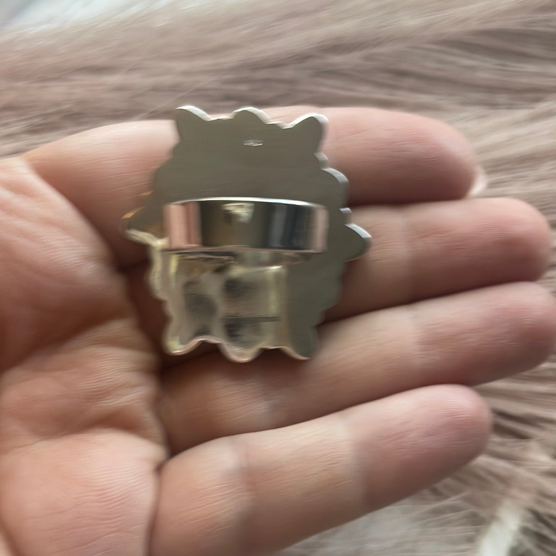 Beautiful Handmade Orange & Pink Mojave, Pink Onyx & Sterling Silver Adjustable Ring Signed Nizhoni