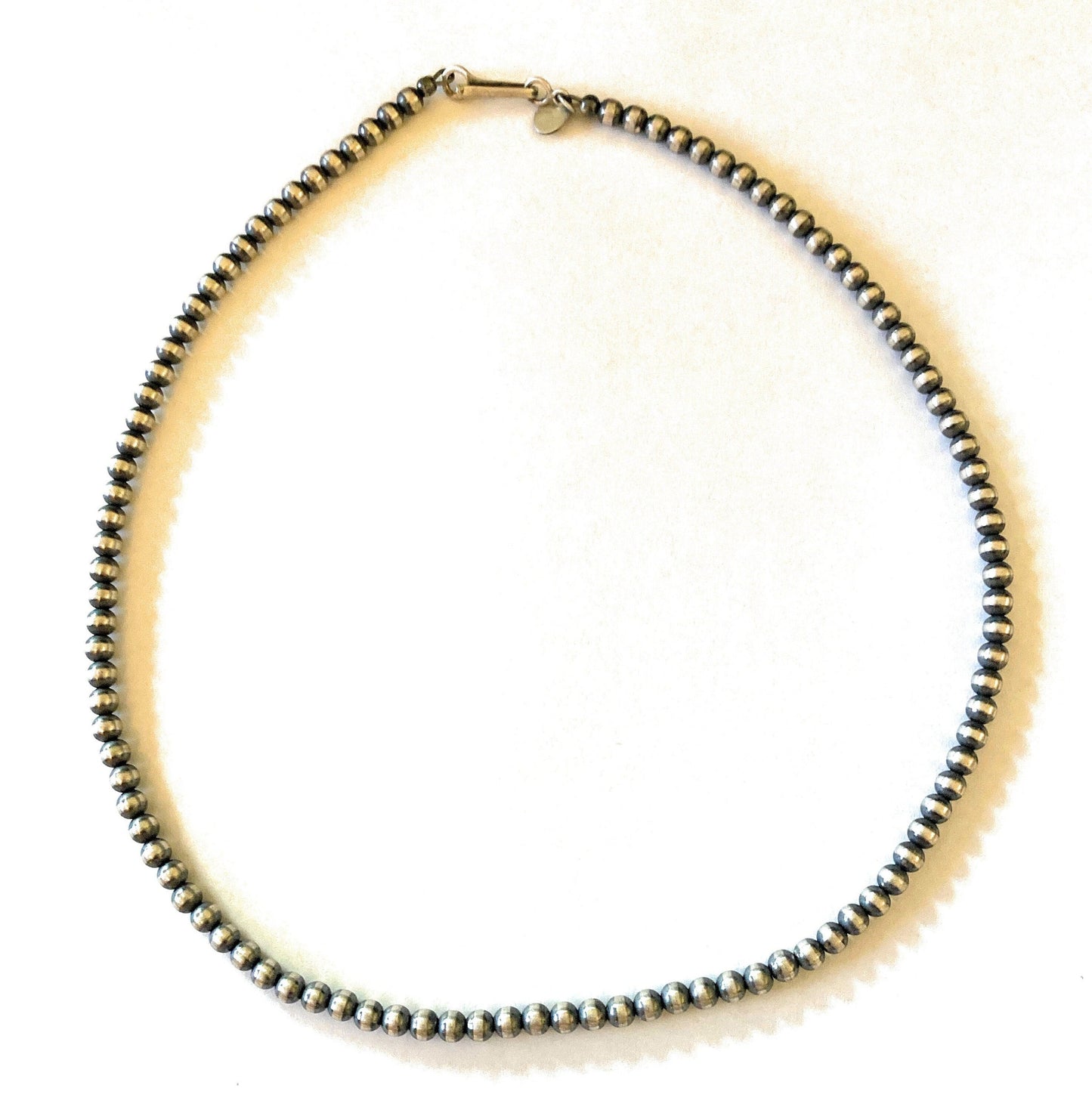 Handcrafted 4mm Sterling Silver Pearl Style Beaded Necklace