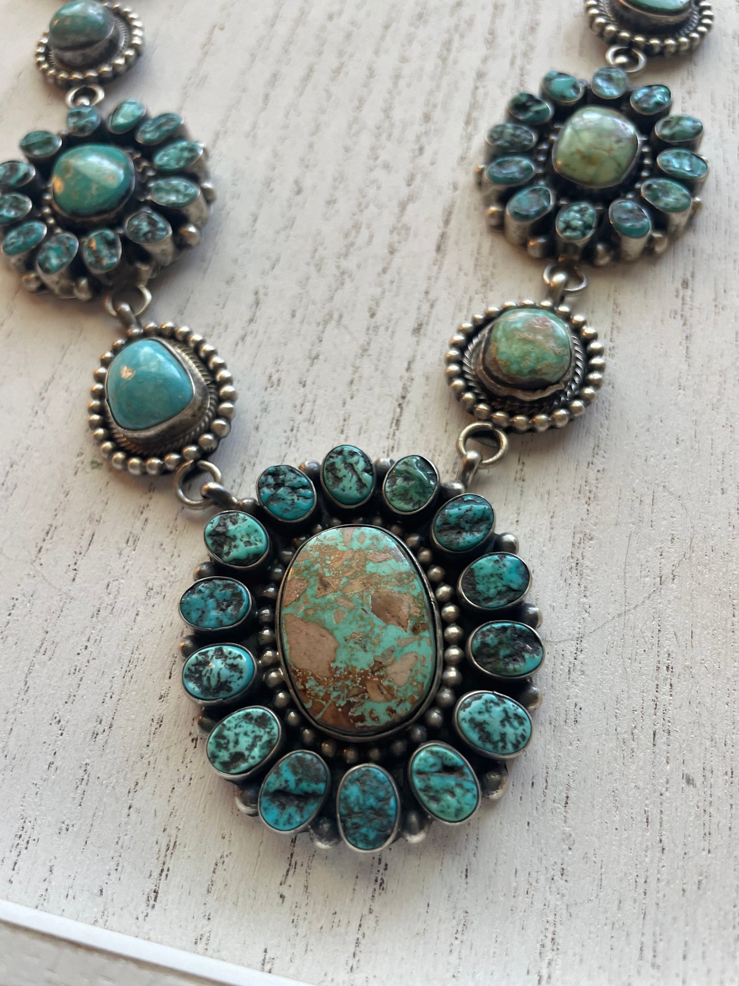 B Yellowhorse Handcrafted Sterling Silver Turquoise Necklace & Earring Set Signed