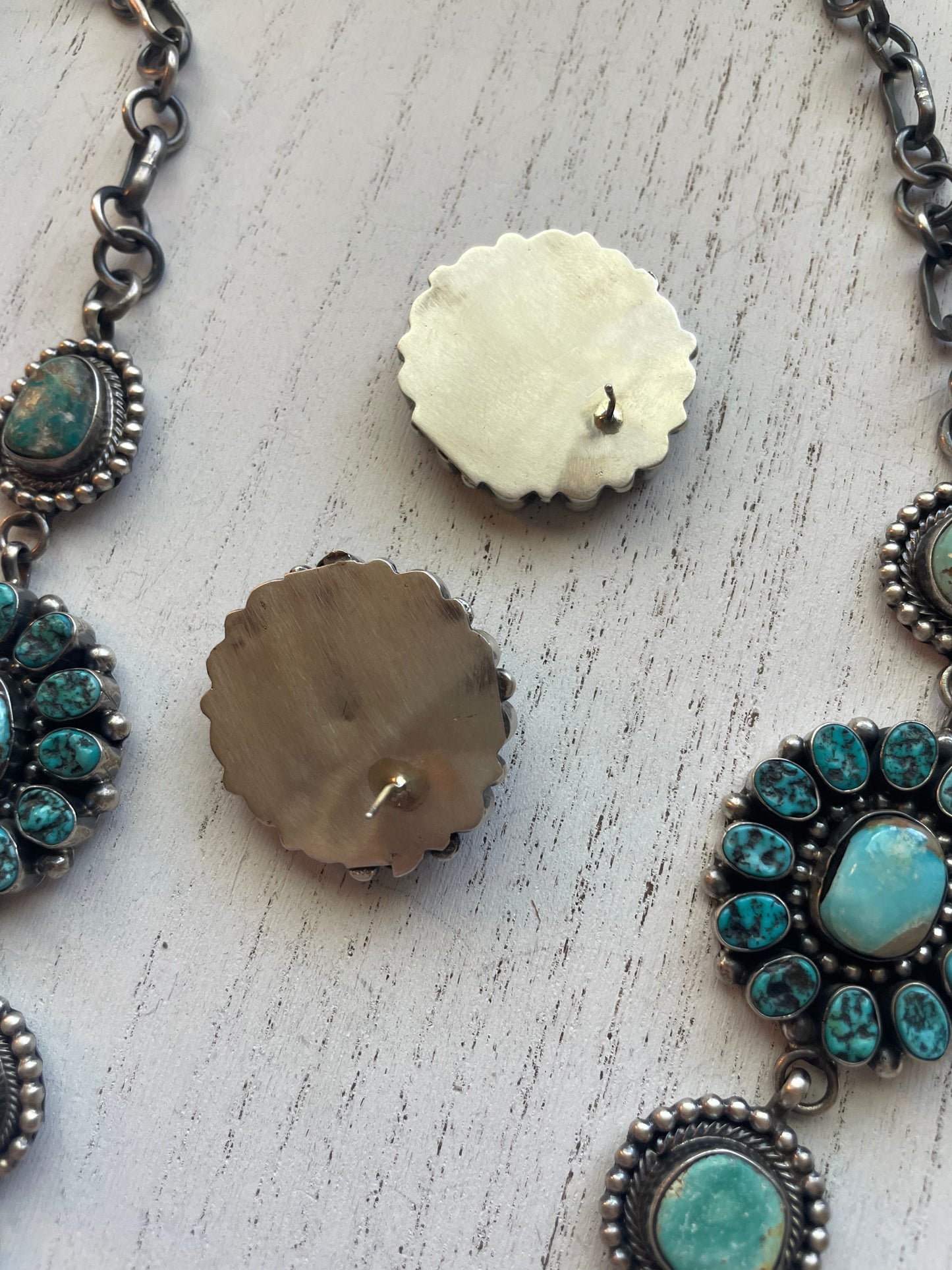 B Yellowhorse Handcrafted Sterling Silver Turquoise Necklace & Earring Set Signed